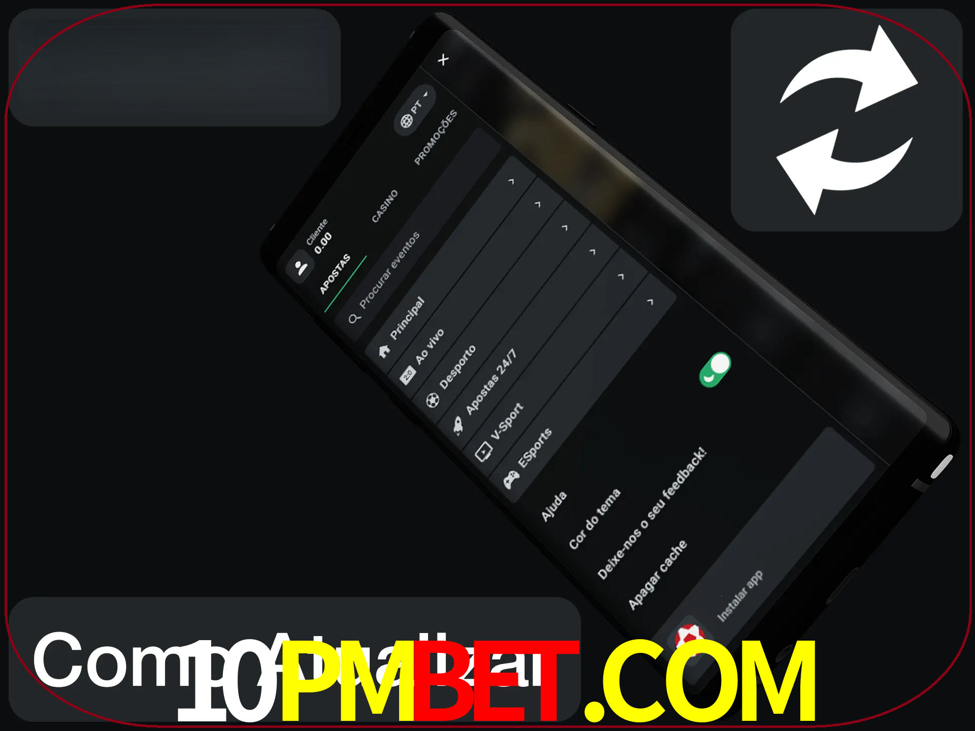 O aplicativo é atualizado automaticamente quando você faz o login.