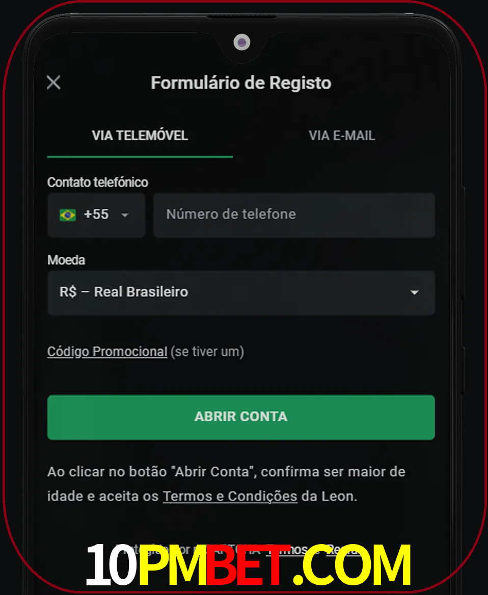 Abra o aplicativo e inicie o processo de registro.